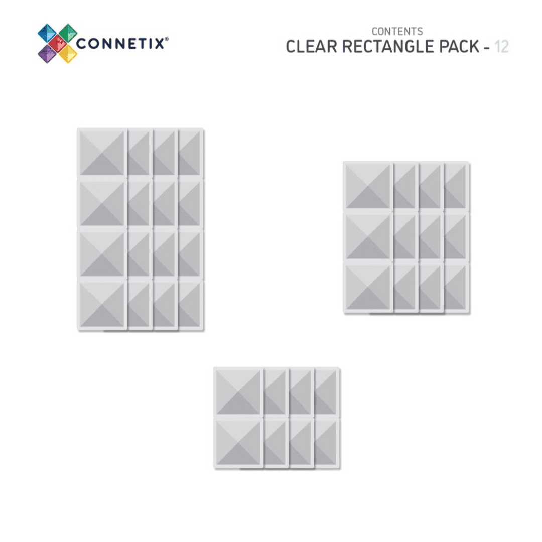 Connetix Magnetic Tiles Clear Rectangle Pack 12 Pieces