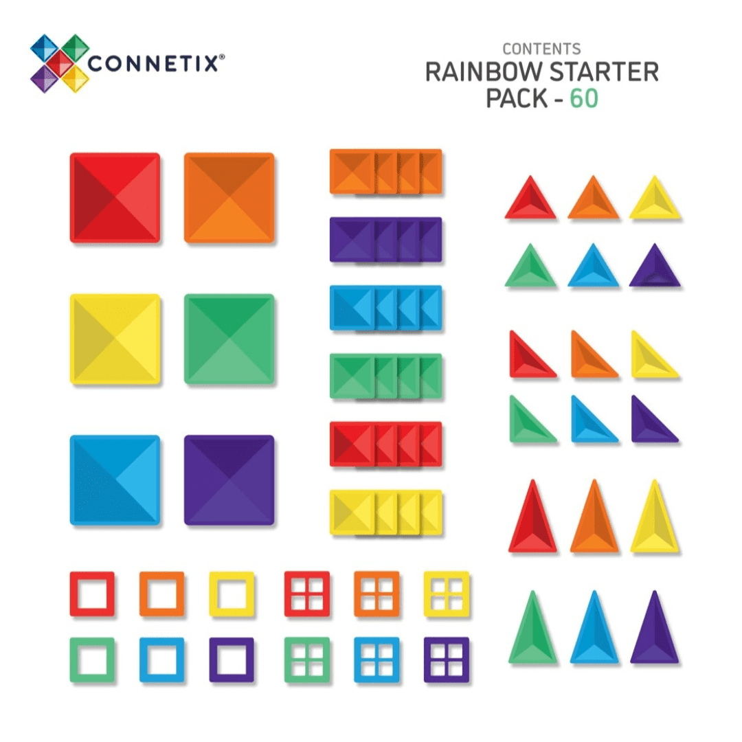 Connetix Magnetic Tiles Rainbow Starter Pack 60 Pieces | Serenity Kids