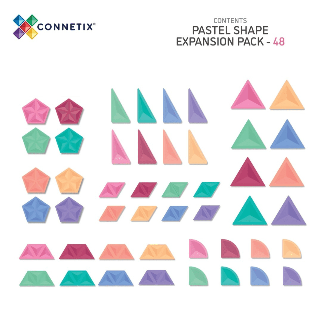 Connetix Tiles Pastel Shapes Expansion Pack 48 Pieces | Serenity Kids