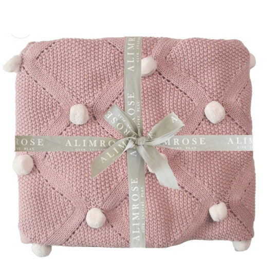 Alimrose - Pom Pom Baby Blanket - Petal Ivory
