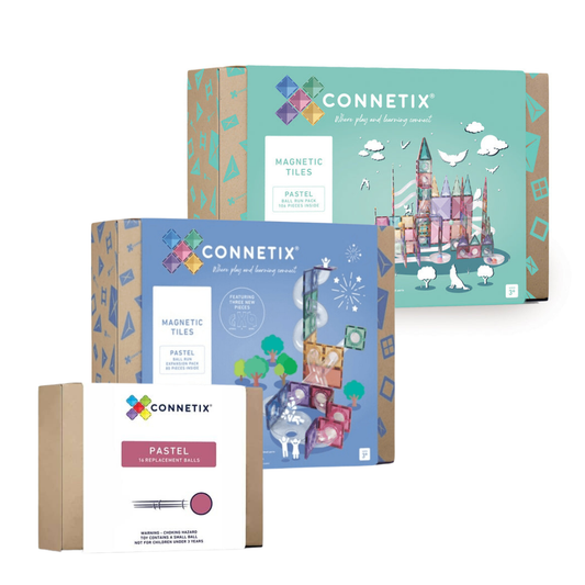 Connetix Pastel Bundle - Ball Run Pack - Expansion Pack - 16 Replacement Balls | Serenity Kids