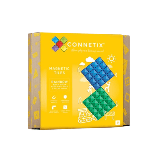 Connetix Tiles 2 Piece Base Plate Green & Blue Pack | Serenity Kids