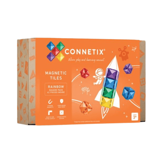 Connetix Magnetic Tiles Rainbow Square Pack 42 Pieces | Serenity Kids