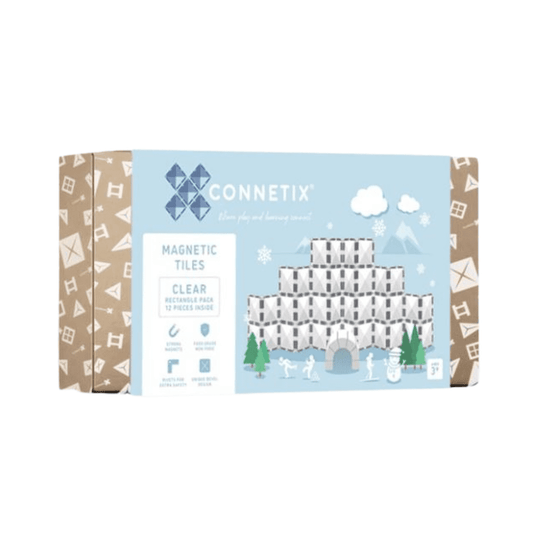 Connetix Magnetic Tiles Clear Rectangle Pack 12 Pieces