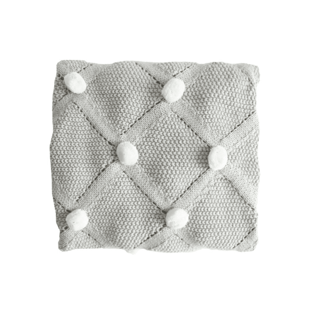 Alimrose - Pom Pom Baby Blanket - Grey