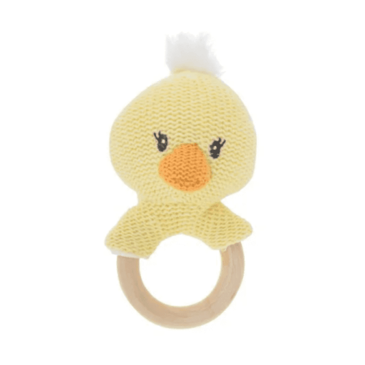 Rollie Pollie - Daisy The Duck Woven Rattling Teething Ring