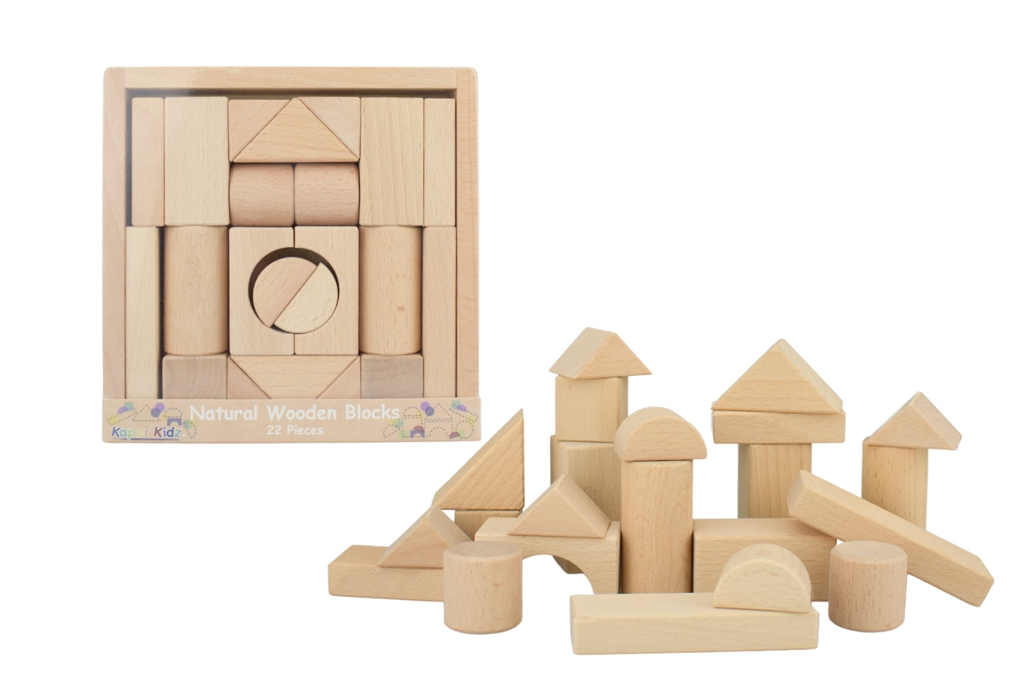 NATURAL WOODEN BLOCKS - 22PCS