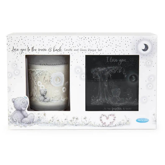 SIGNATURE: MOON & BACK CANDLE & GLASS PLAQUE SET