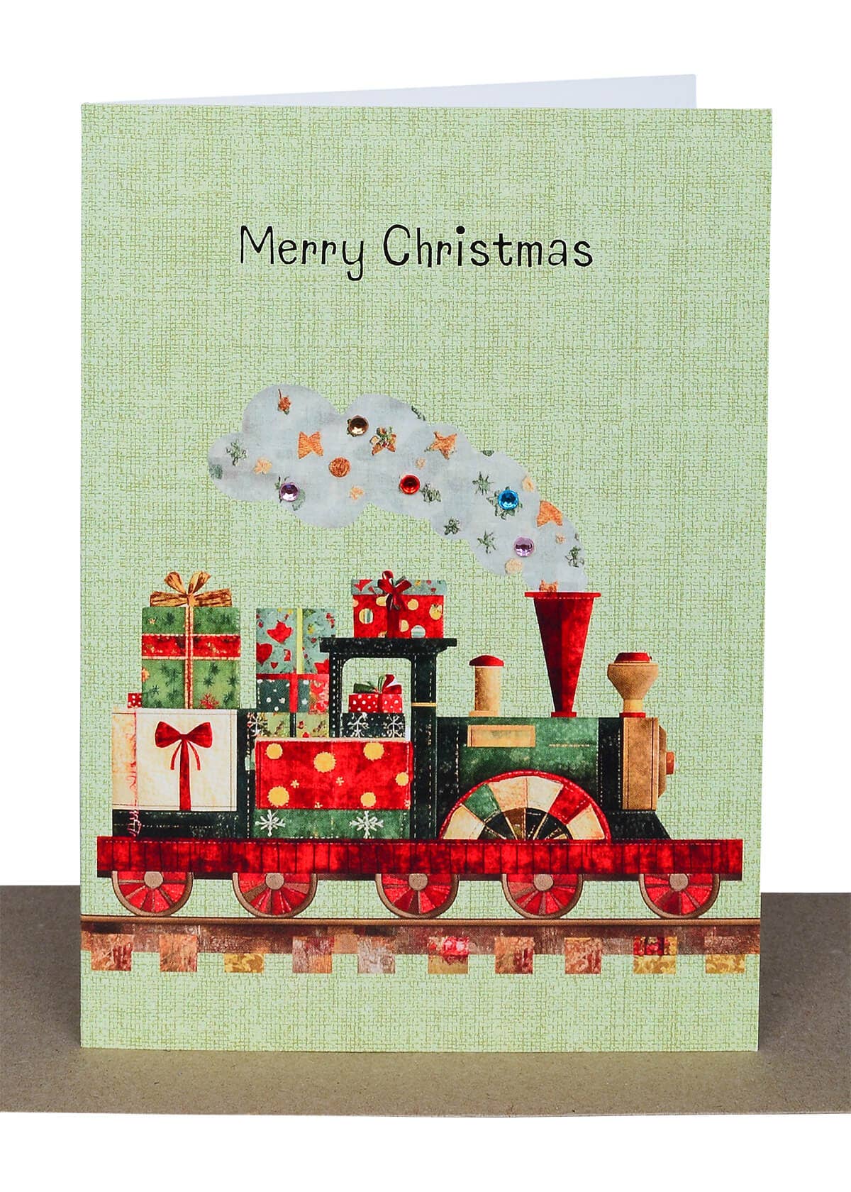 Christmas Train Card with Crystal-Embellishments