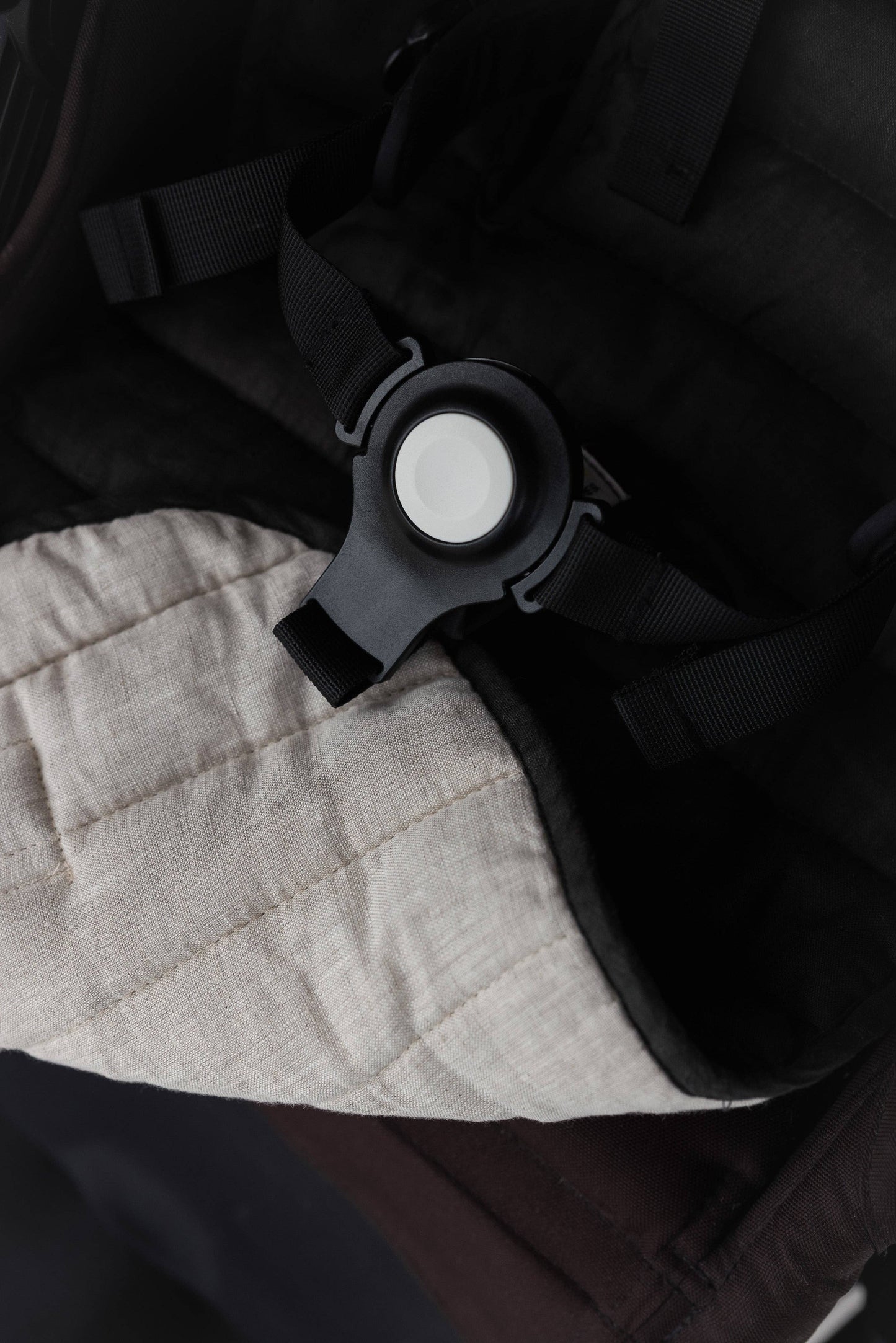 Charcoal & Oat - Pram Liner- Stripe Quilt