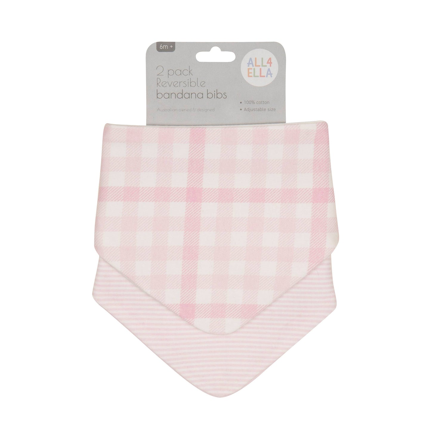 Bandana Bibs 2pk - Gingham Pink