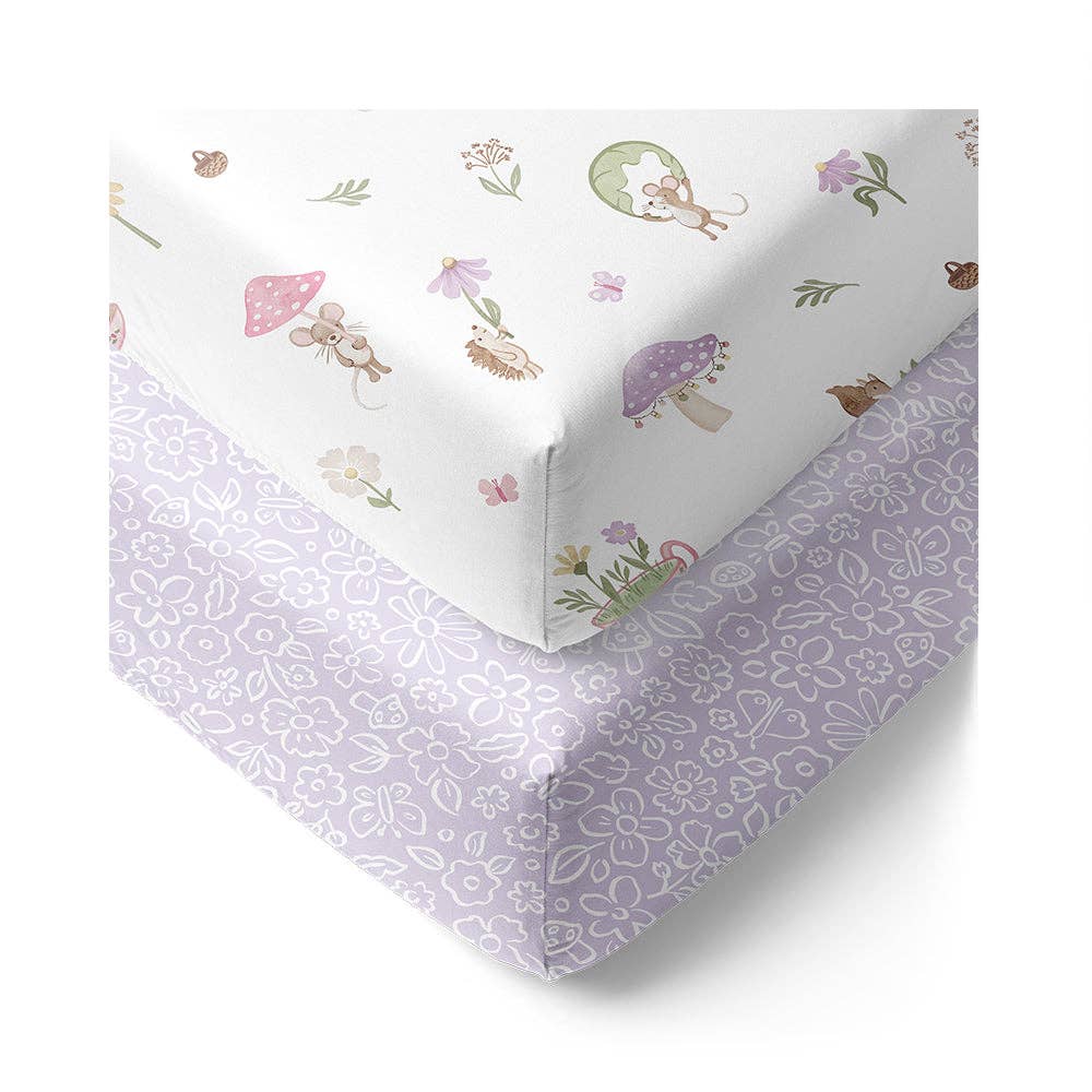 Organic Cot Fitted Sheet 2 Pack - Whimsical Wonderland