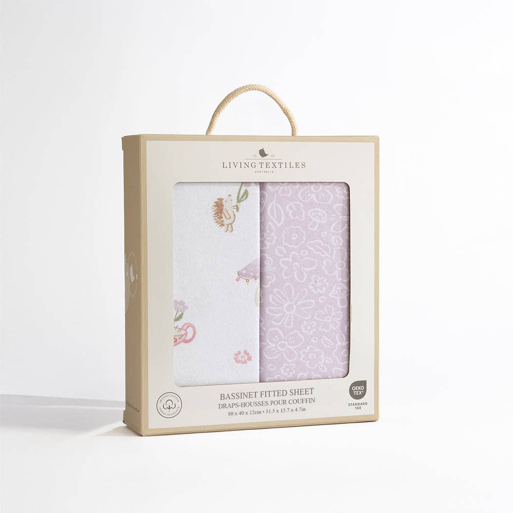 Organic Bassinet Fitted Sheet 2 Pack - Whimsical Wonderland