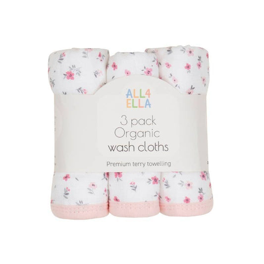 Wash Cloths 3pk - Pink Petals