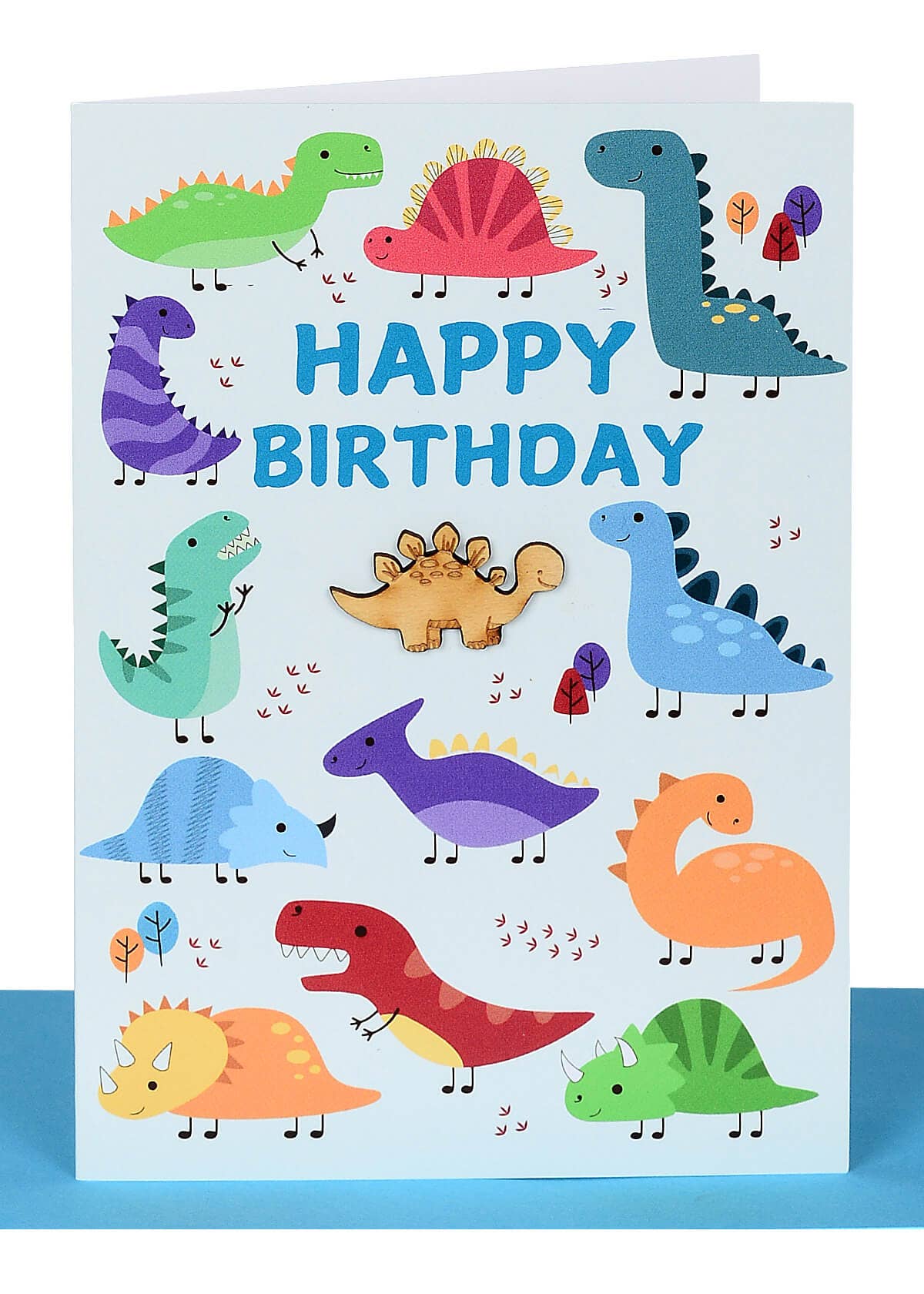 Birthday Dinosaurs Greeting Card - Wooden Dino