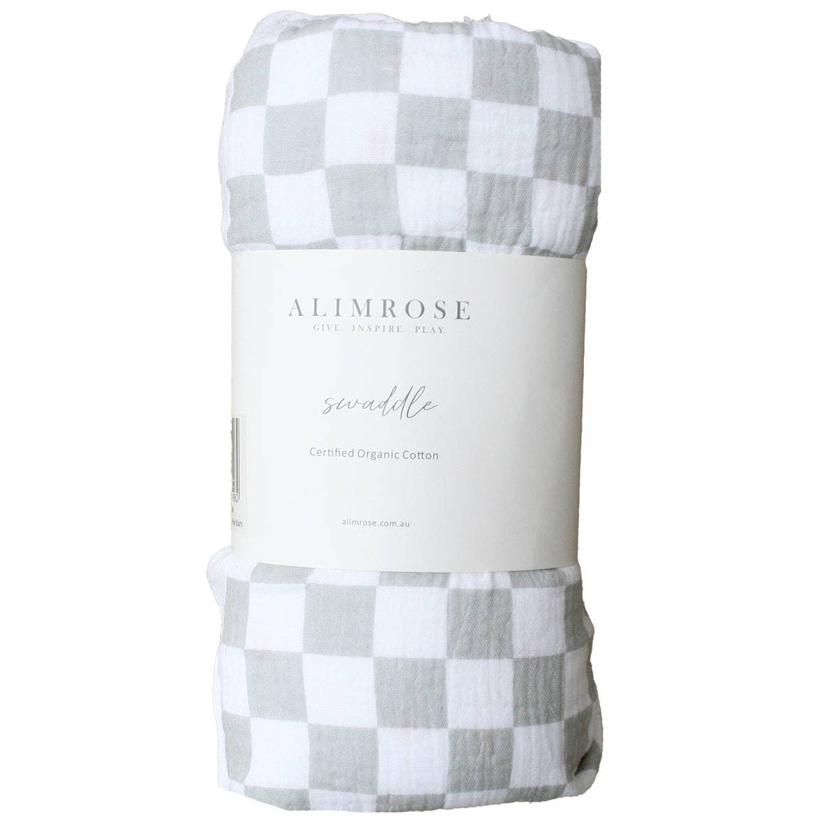 Muslin Swaddle Dove Grey Check