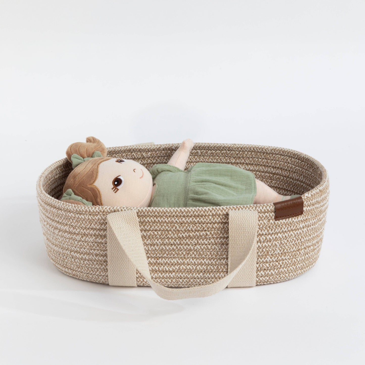 100% Cotton Rope Doll Moses Basket - Blush