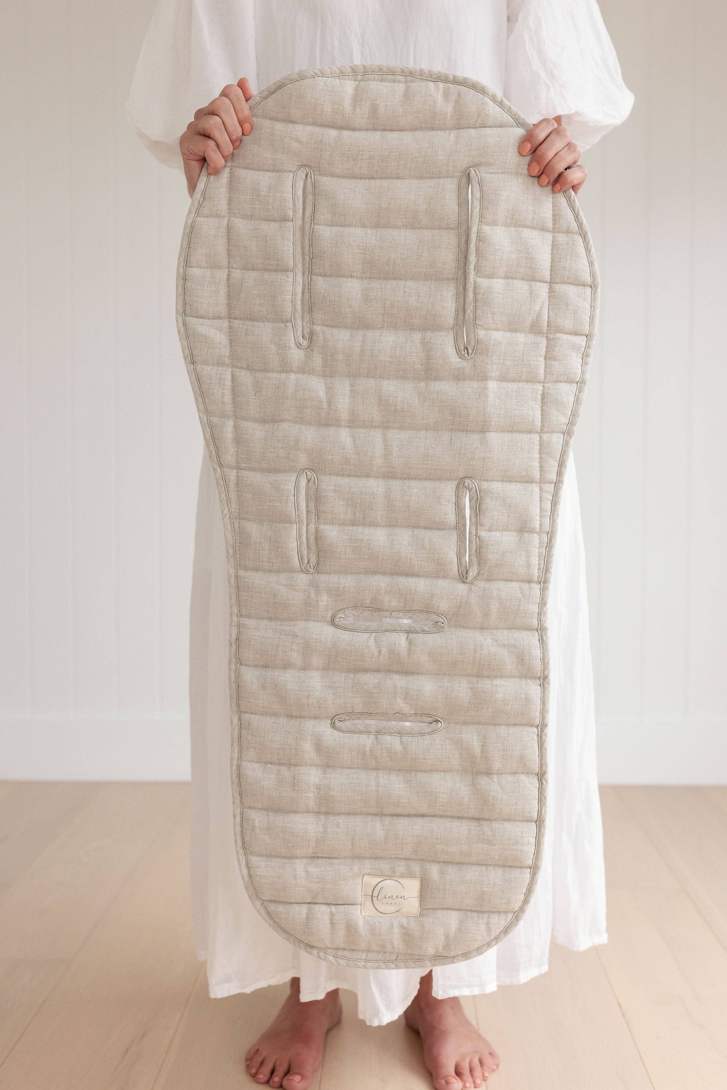 Oatmeal & Stripe - Pram Liner- Stripe quilt