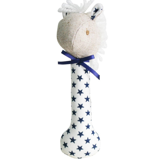 Alimrose Horse Stick Rattle White Navy Star