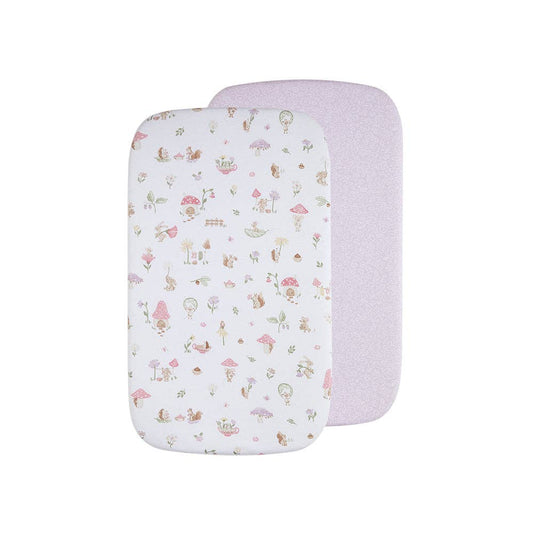 Organic Bassinet Fitted Sheet 2 Pack - Whimsical Wonderland