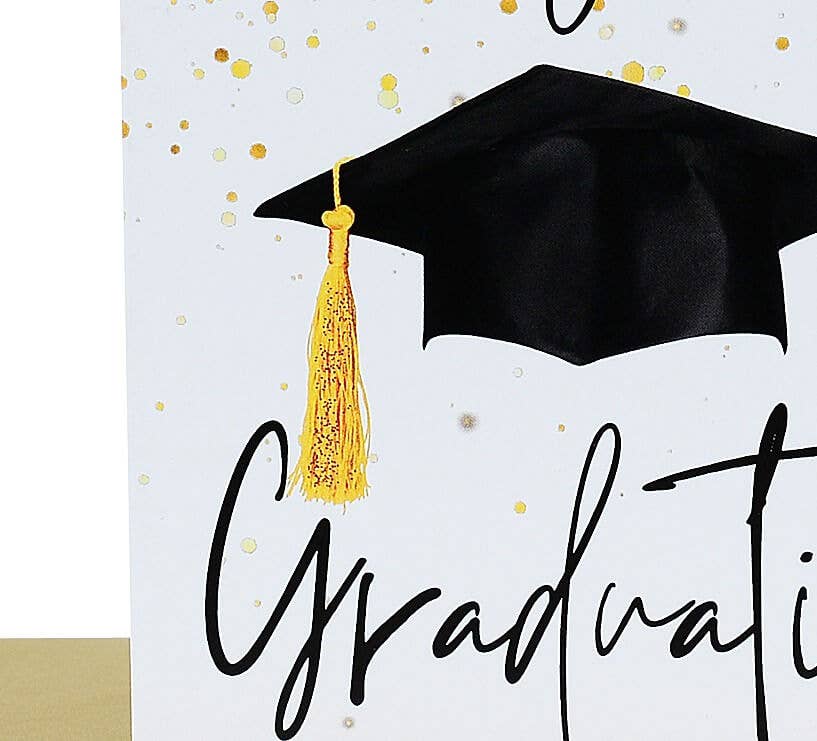 Graduation Greeting Card - Gold Confetti & Glitter