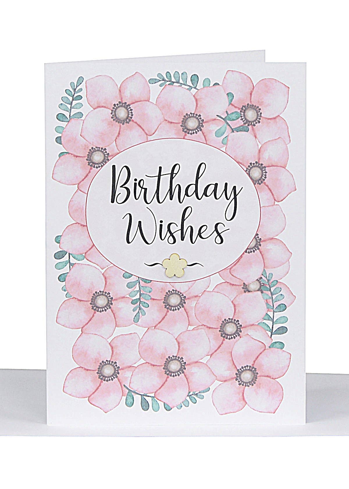Birthday Wishes Gift Card - Pink Flowers *