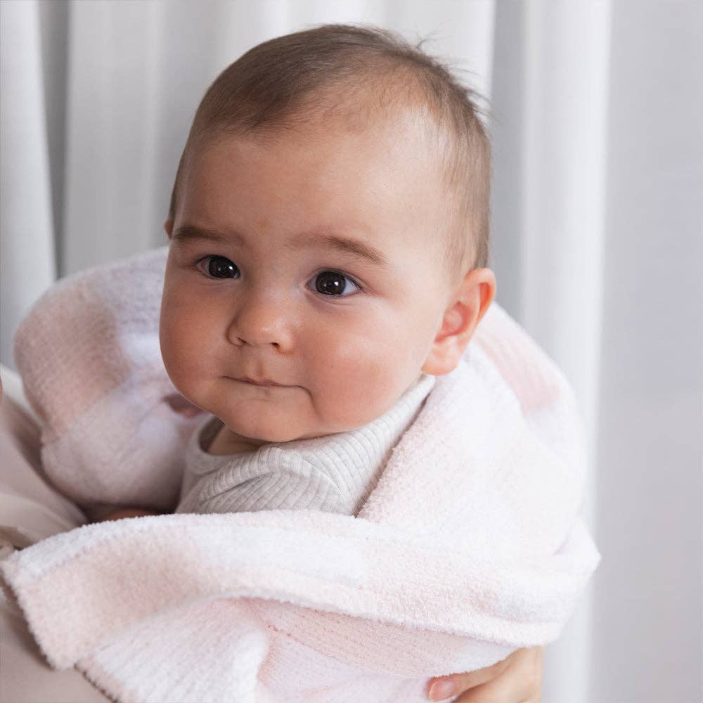 Chenille Blanket - Checkered Pink