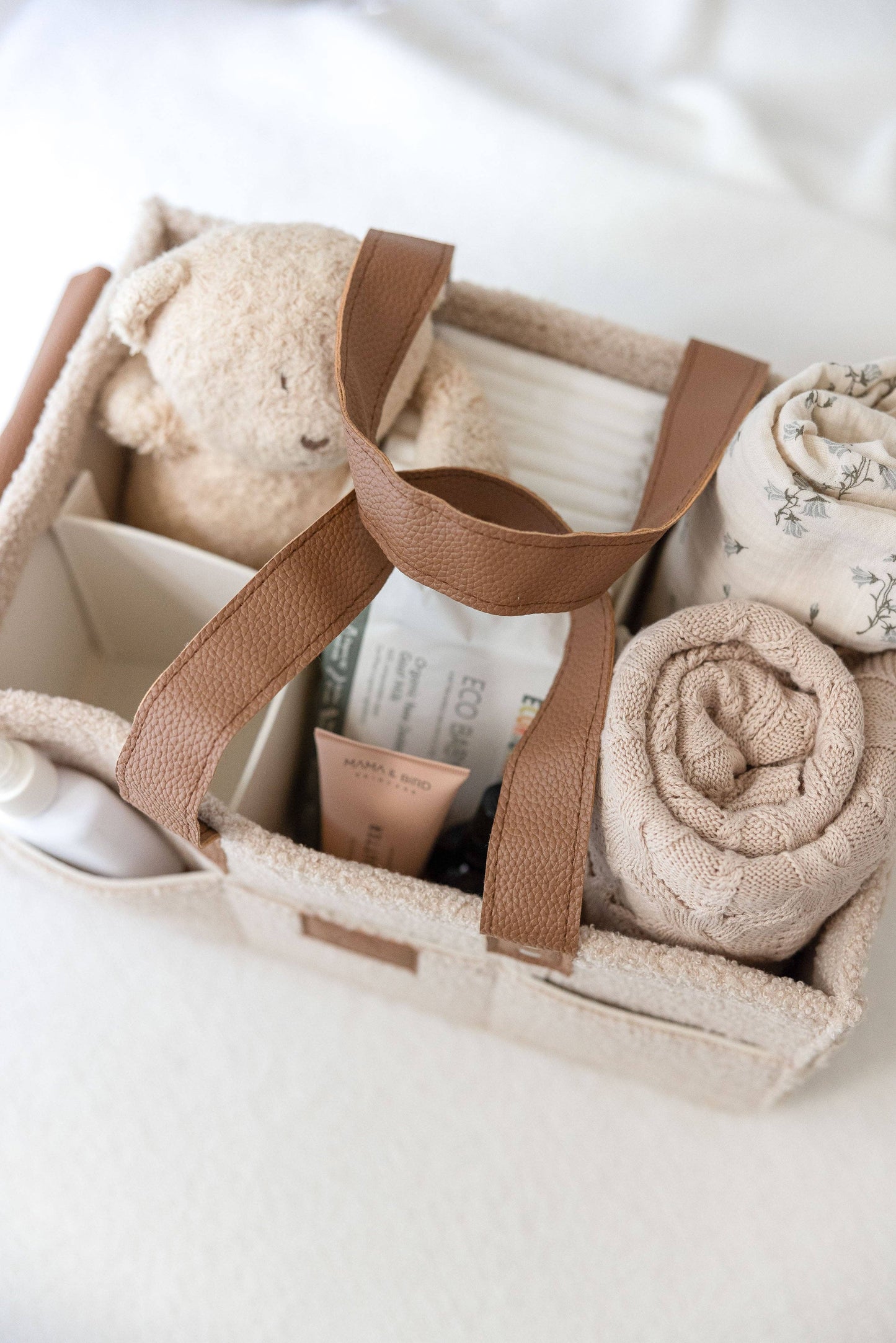 Nude Side Pocket Nappy Caddy- Large