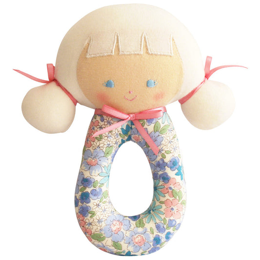 Alimrose Audrey Grab Rattle - 15cm Liberty Blue