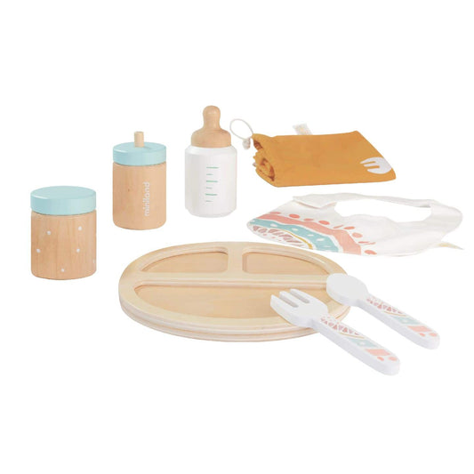 Miniland - Doll Wooden Feeding Set