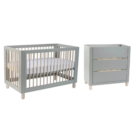 COCOON Bundle Allure Cot & Change Table Including  Australian Made Inner Spring Mattress + Toddler Bed Conversion Kit