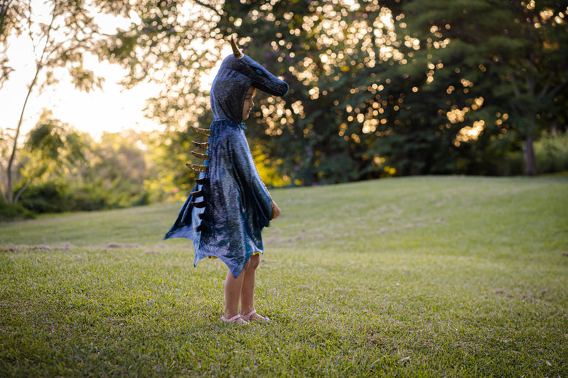 Book Week Teal & Gold Starry Night Dragon Cape - Size 5-6