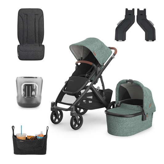 UPPAbaby Vista V3 Pram With Bassinet + FREE Upper Adaptors + FREE Parent Organiser + FREE Pram Liner & FREE Cup Holder - Gwen (Green Melange)