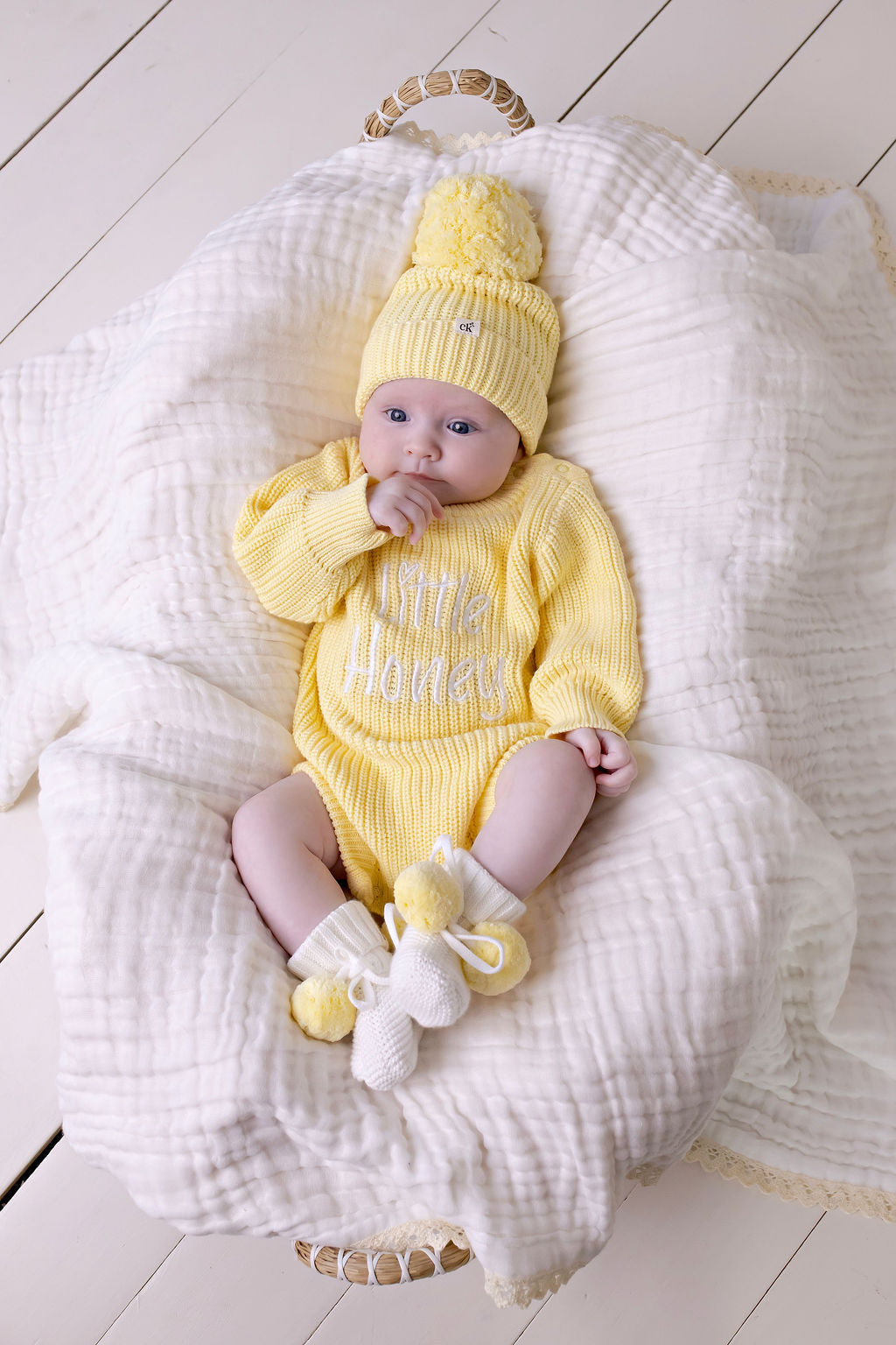 Confetti Kidz "Little Honey" Knit Romper | Buttercream