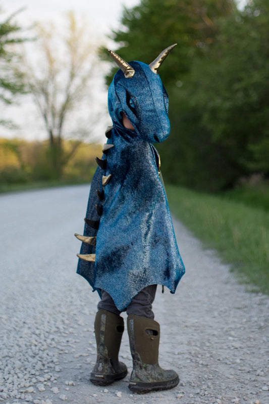 Book Week Teal & Gold Starry Night Dragon Cape - Size 5-6