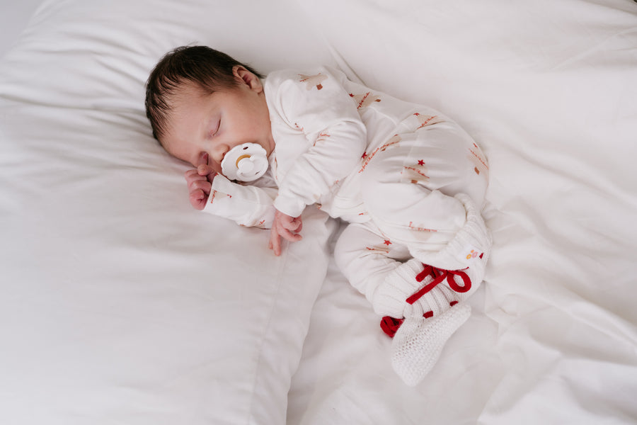 Little & Fern Knitted Booties | Snow/ Rudolph
