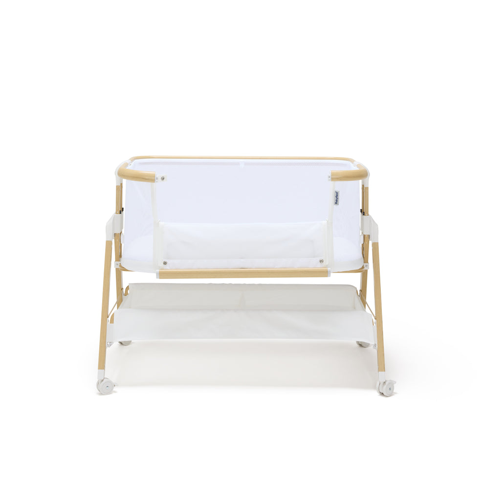 BabyRest Alfie Bedside Bassinet. White/Natural Version 2