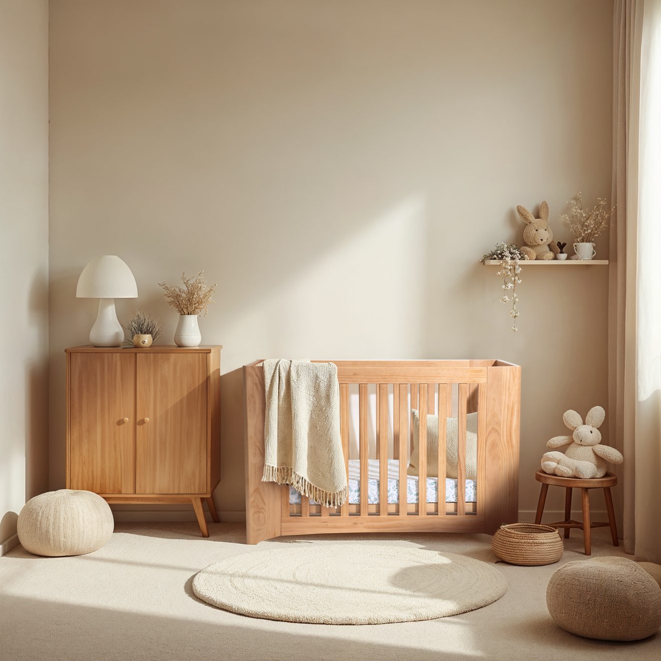 COCOON Evolve 4 in 1 Sandstone Convertible Cot Including The Australian Made Mattress Set & Toddler Bed Conversion Kit