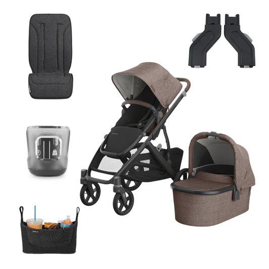 UPPAbaby Vista V3 Pram With Bassinet - Owen (Mocha Melange) + FREE Upper Adaptors FREE Parent Pack + FREE Pram Liner + FREE Cup Holder