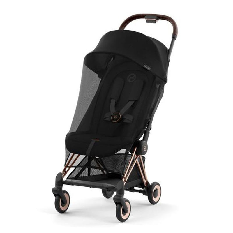 Cybex Coya Travel Stroller + FREE Stroller Travel Bag, Bumper, Raincover & Insect Net - Cozy Beige & Rose Gold