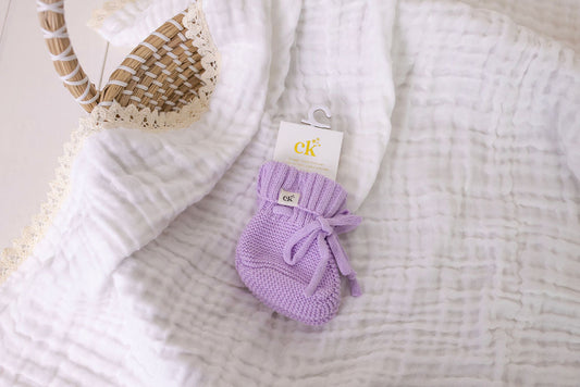 Confetti Kidz Knitted Baby Booties | Lilac 0-6 Months