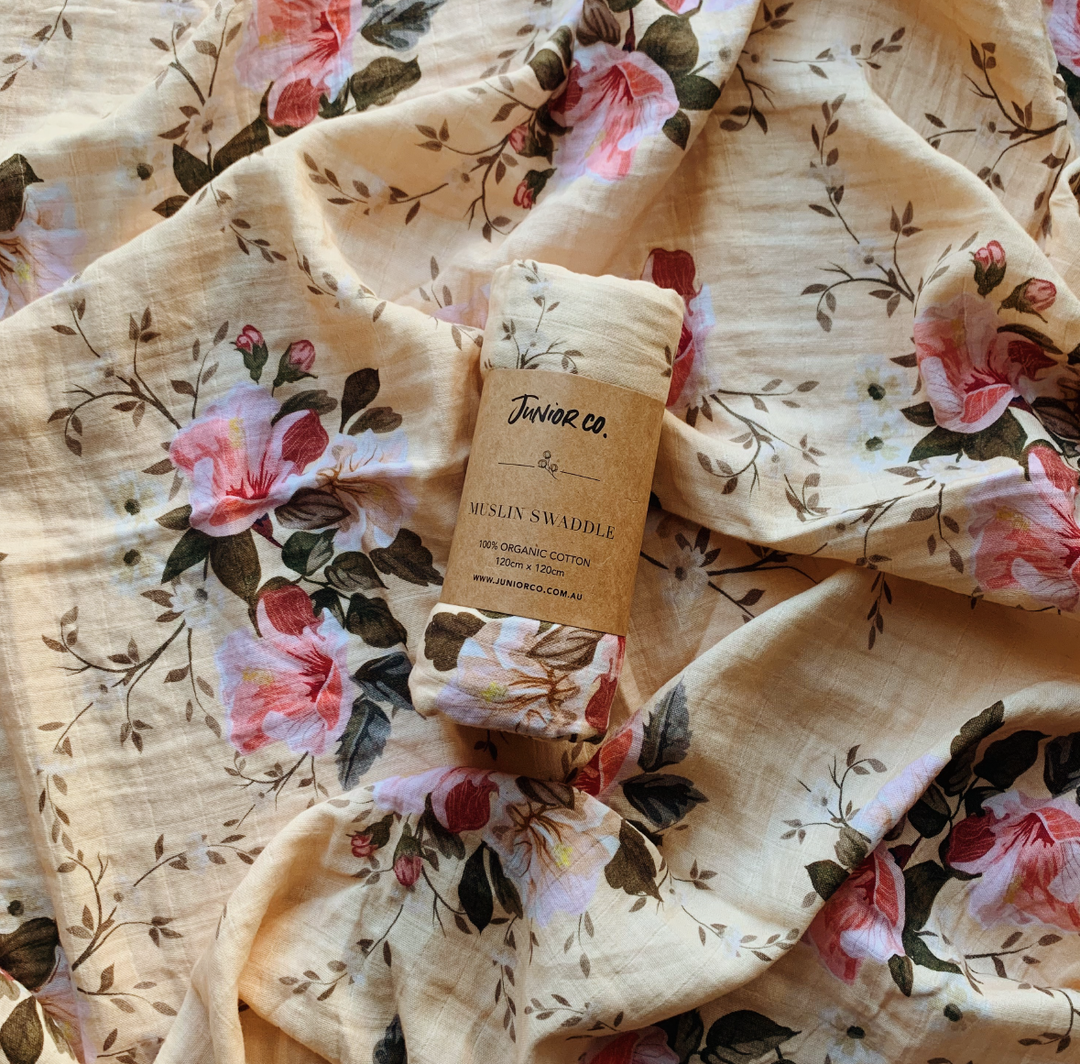 Junior Co Muslin Swaddle Wrap - Posy