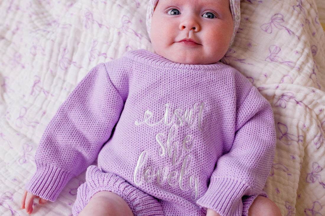 Confetti Kidz "Isn't She Lovely" Knit Romper | Lilac