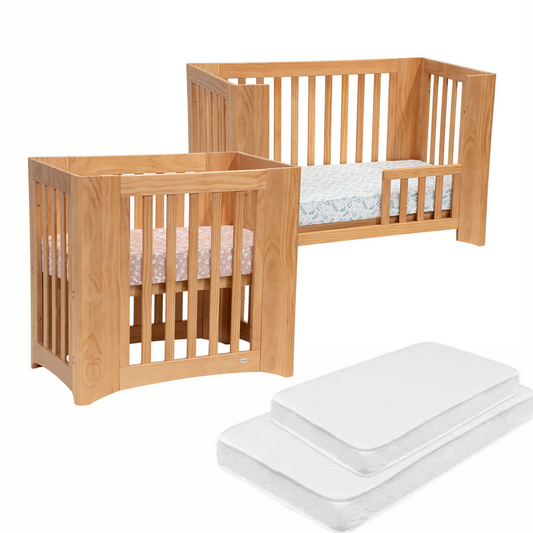 COCOON Evolve 4 in 1 Sandstone Convertible Cot Including The Australian Made Mattress Set & Toddler Bed Conversion Kit