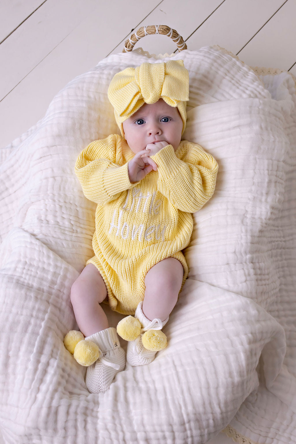Confetti Kidz "Little Honey" Knit Romper | Buttercream