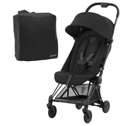 Cybex Coya Travel Stroller + FREE Stroller Travel Bag - Matt Black & Sepia Black