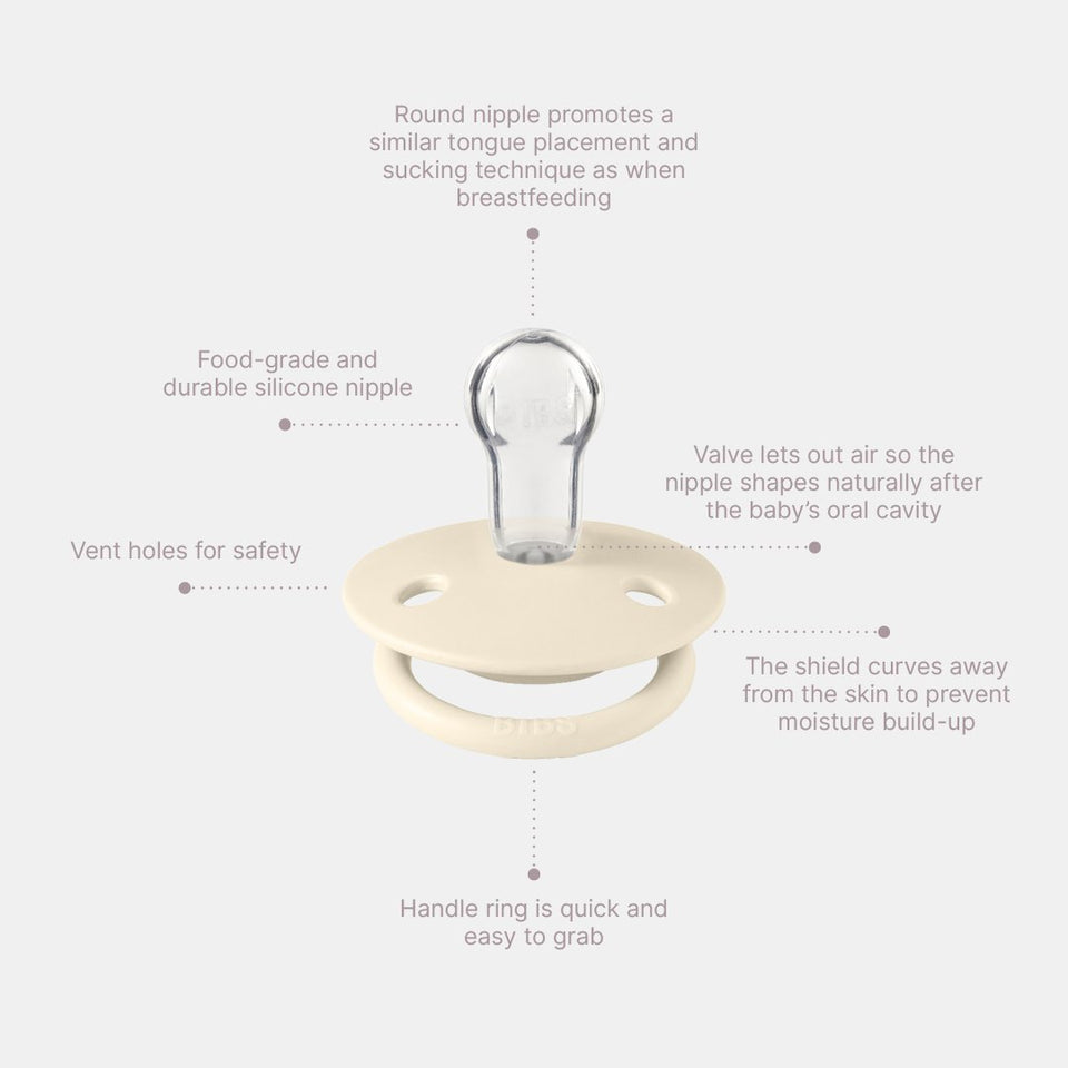 BIBS De Lux - Vanilla/Peach Pacifiers 0-3yrs - (2pk)