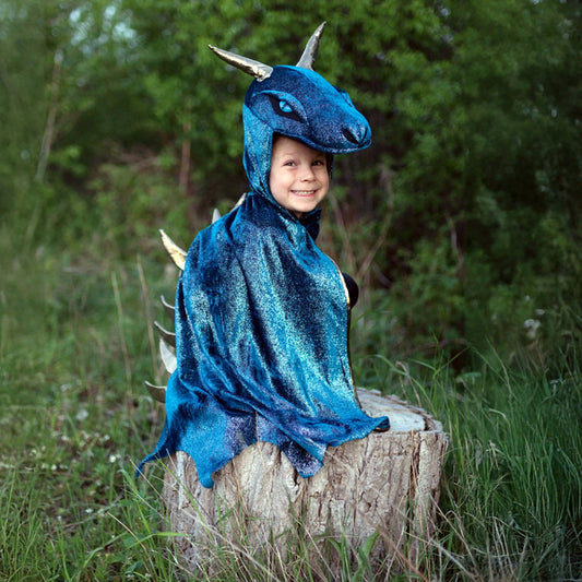 Book Week Teal & Gold Starry Night Dragon Cape - Size 5-6