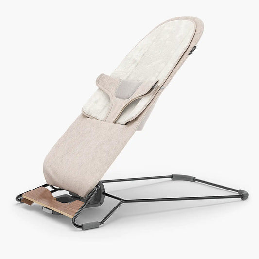 UPPAbaby Mira Baby Bouncer - Charlie (Sand Melange / Black Chrome / Walnut Wood)