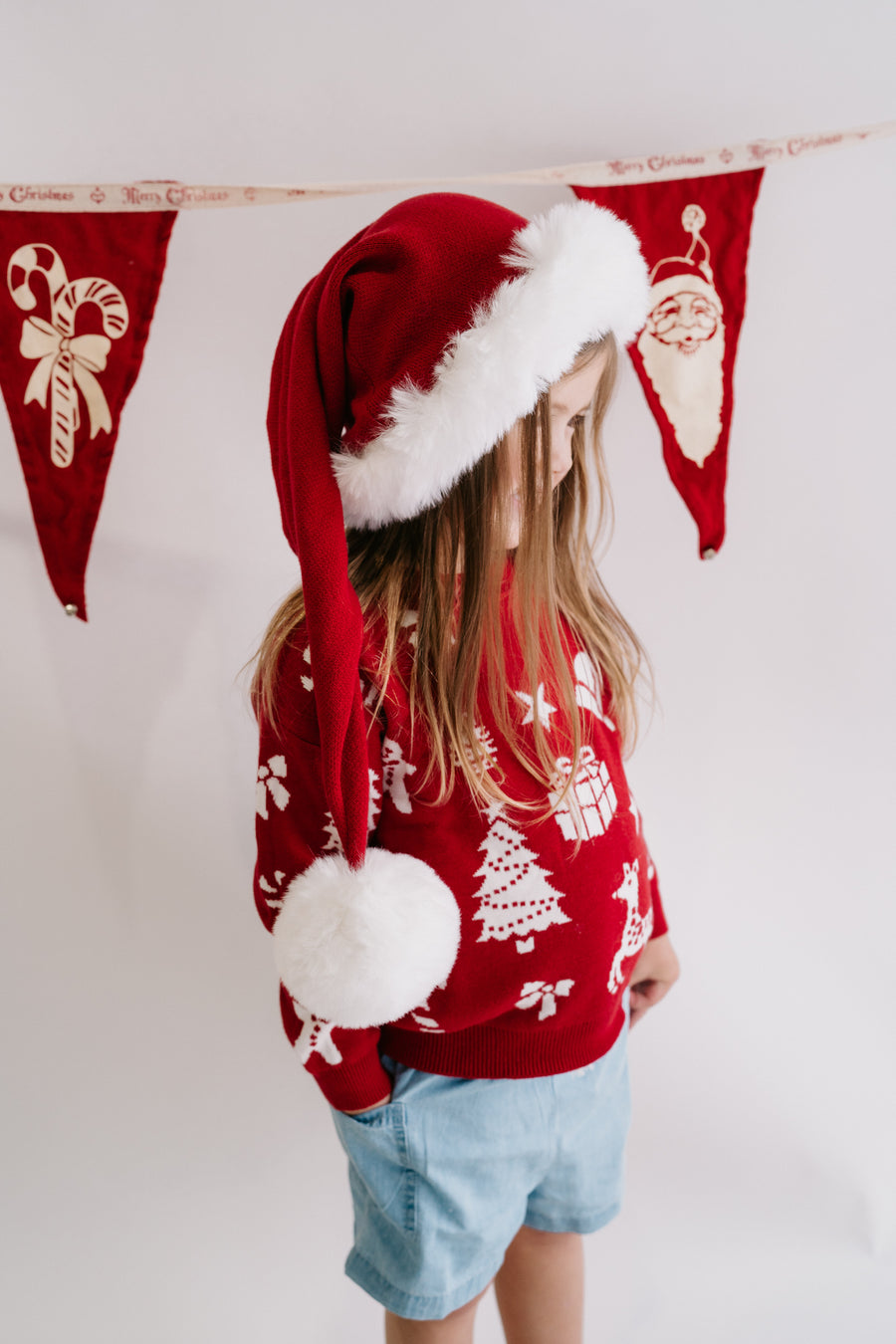 Little & Fern Knit Santa Hat | Rudolph Red
